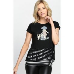 Bluzki asymetryczne: Czarny T-shirt Crazy Night