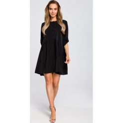Sukienka odcinana w pasie wiosenna czarna - m. Czarne sukienki damskie na wiosnę, m, z poliesteru, eleganckie, krótkie, mini, rozkloszowane. Za 149,99 zł.