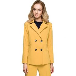 Żakiet dwurzędowy - żółty. Żółte żakiety damskie Style, s, bez wzorów, z elastanu. Za 219,00 zł.