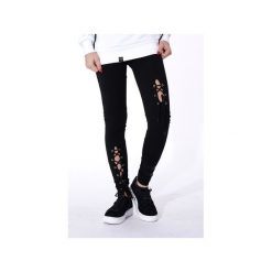 LACE UP LEGGINGS. Czarne legginsy damskie Mar.ska, s, w paski, z elastanu. Za 170,00 zł.
