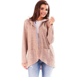 Różowy Sweter Asymetryczny bez Zapięcia z Kapturem. Różowe swetry damskie Molly.pl, s, bez wzorów, z dzianiny, bez rękawów, z kapturem. Za 129,90 zł.