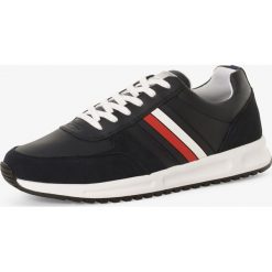 Tommy Hilfiger - Męskie tenisówki ze skóry, niebieski. Niebieskie trampki męskie TOMMY HILFIGER, bez wzorów, ze skóry, bez zapięcia. Za 529,95 zł.