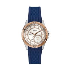 Zegarek GUESS - Brooke C2002L2 SILVER TONE/ROSE GOLD TONE/BLUE. Niebieskie zegarki damskie Guess. W wyprzedaży za 539,00 zł.