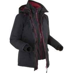 Kurtka outdoorowa 2 w 1, ocieplana bonprix czarny. Czarne kurtki damskie bonprix, s, z haftami. Za 189,99 zł.