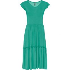 Sukienka bonprix zielony oceaniczny. Zielone sukienki damskie bonprix, bez wzorów, z dekoltem w serek, bez rękawów. Za 109,99 zł.