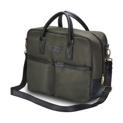 CIDRO Męska torba na ramię na laptopa Khaki. Brązowe torby męskie skórzane Solier, w paski, ze skóry ekologicznej, klasyczne, na ramię. Za 169,00 zł.
