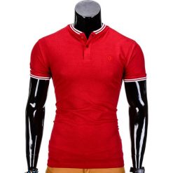 KOSZULKA MĘSKA POLO BEZ NADRUKU S843 - CZERWONA. Czerwone koszulki polo męskie marki Ombre Clothing, s, z nadrukiem. Za 29,00 zł.