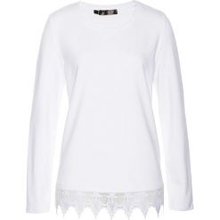 Bluzy damskie: Bluza z koronką bonprix biały
