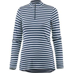 Koszulka w kolorze granatowo-białym. Niebieskie koszulki damskie Street & Sports Wear, s, w paski, prążkowane, ze stójką. W wyprzedaży za 55,95 zł.