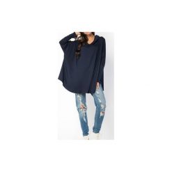 Bluzy damskie: BLUZKA BLUZA MELANGE | OVERSIZE GRANATOWA
