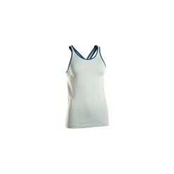Koszulka bezszwowa YOGA damska. Zielone koszulki damskie DOMYOS, na imprezę, xl, bez wzorów, z poliesteru, bez kołnierzyka, bez rękawów. Za 44,99 zł.