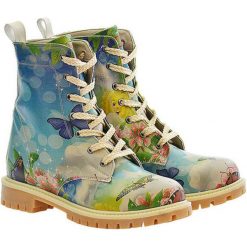 Buty zimowe męskie: Botki w kolorze niebieskim ze wzorem