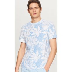 T-shirty męskie: T-shirt z roślinnym nadrukiem – Biały