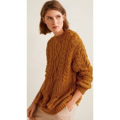 Mango - Sweter Bear. Brązowe swetry klasyczne damskie Mango, l, z dzianiny, z okrągłym kołnierzem. W wyprzedaży za 99,90 zł.