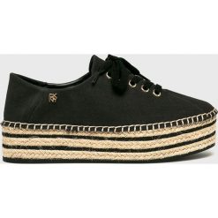 Dkny - Espadryle. Czarne espadryle damskie DKNY, bez wzorów, z materiału, bez obcasa, na platformie. Za 599,90 zł.
