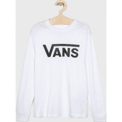 Vans - Longsleeve dziecięcy 122-174 cm. Białe t-shirty chłopięce Vans, z nadrukiem, z bawełny, z długim rękawem. Za 99,90 zł.
