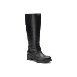 LASOCKI SM-A225. Czarne kozaki damskie Lasocki, ze skóry, bez obcasa, bez zapięcia. Za 399,99 zł.