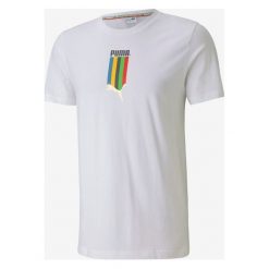 Puma Graphic Koszulka Biały. Białe podkoszulki męskie Puma, s, z nadrukiem, z bawełny, bez kołnierzyka, krótkie. Za 128,95 zł.