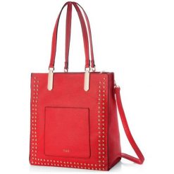 Torba shopper Felice czerwona. Czerwone torby damskie na zakupy Felice, z aplikacjami, ze skóry ekologicznej, na ramię, zdobione, bez dodatków. Za 159,00 zł.