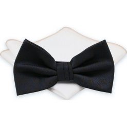 Ciemna Granatowa Mucha z Białą Poszetką -CHATTIER- Męska, w Drobny Wzór Paisley MUCH0514. Niebieskie muszki męskie Chattier, w paski, eleganckie. Za 44,00 zł.