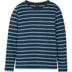 Shirt z długim rękawem bonprix ciemnoniebiesko-zielony morski w paski. Niebieskie koszulki męskie bonprix, xl, w paski, bez kołnierzyka, z długim rękawem, długie. Za 49,99 zł.