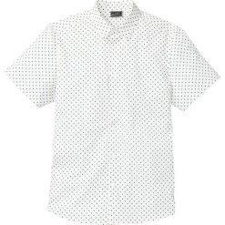 Koszula z krótkim rękawem i nadrukiem Slim Fit bonprix biały z nadrukiem. Białe koszule męskie bonprix, xl, z nadrukiem, bez kołnierzyka, z krótkim rękawem. Za 74,99 zł.