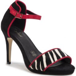 Sandały MENBUR - 21445 Black/Red 0024. Czarne klapki damskie Menbur, bez wzorów, ze skóry ekologicznej, bez obcasa, na obcasie. Za 299,00 zł.