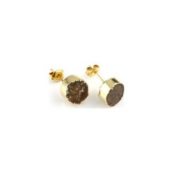 Earrings Druza Agatu Brąz złoto. Pomarańczowe kolczyki damskie marki Brazi druse jewelry, z agatem, złote, na sztyftcie. Za 170,00 zł.