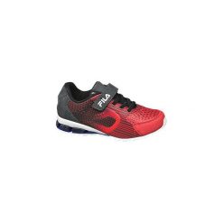 Czerwono-czarne sneakersy chłopięce Fila. Czerwone trampki chłopięce bez wzorów, z materiału, sportowe, na sznurówki. Za 119,90 zł.
