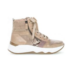 Gabor Buty beżowy female beżowy 42.5. Brązowe botki damskie Gabor, ze skóry, bez obcasa, na sznurówki. Za 649,00 zł.