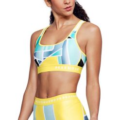 Biustonosze sportowe: Under Armour Biustonosz Mid Crossback Print żółty r. XS (1307213-159)