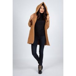 Płaszcz przejściowy w kolorze karmelowym. Pomarańczowe kurtki damskie Snowie Collection, xxl, bez wzorów, długie, bez kaptura. W wyprzedaży za 159,95 zł.