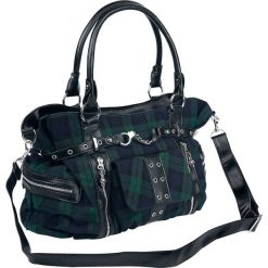 Torebki klasyczne damskie: Banned Green Tartan Torebka – Handbag czarny/niebieski/zielony