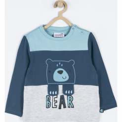 Koszulka. Szare t-shirty chłopięce GRIZZLY BEAR, z nadrukiem, z bawełny, z długim rękawem. Za 27,90 zł.