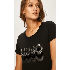 Liu Jo - T-shirt. Białe bluzki damskie Liu Jo, s, z aplikacjami, z elastanu, casualowe, z okrągłym kołnierzem, z krótkim rękawem. W wyprzedaży za 159,90 zł.