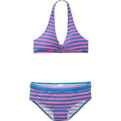 Bikini dziewczęce (2 części) bonprix różowo-lodowy niebieski w paski. Różowe stroje kąpielowe dziewczęce bonprix, w paski. Za 32,99 zł.