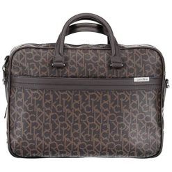 Torba w kolorze brązowym na laptopa - (S)38 x (W)28 x (G)10 cm. Pomarańczowe torby męskie skórzane Calvin Klein, w paski, ze skóry. W wyprzedaży za 739,95 zł.
