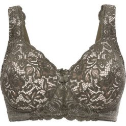 Biustonosz odciążający, bez fiszbinów bonprix ciemnooliwkowo-piaskowo-beżowy. Zielone biustonosze bezszwowe bonprix. Za 59,99 zł.