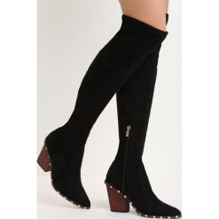 Buty zimowe damskie: Czarne Zamszowe Kozaki Something Big