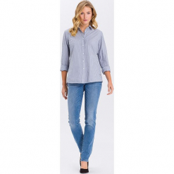 Dżinsy "Anya" - Slim fit - w kolorze błękitnym. Niebieskie spodnie z wysokim stanem marki Cross Jeans, z aplikacjami. W wyprzedaży za 136,95 zł.