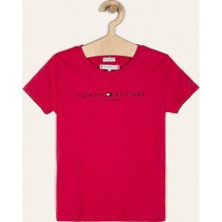 Tommy Hilfiger - T-shirt dziecięcy 98-176 cm. Niebieskie bluzki dziewczęce TOMMY HILFIGER, z nadrukiem, z bawełny, z okrągłym kołnierzem, z krótkim rękawem, krótkie, bez kaptura. Za 119,90 zł.