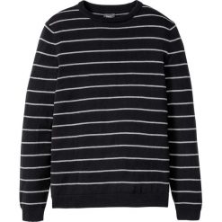 Sweter z okrągłym dekoltem bonprix czarno-szary melanż w paski. Czarne swetry męskie bonprix, s, w paski, z okrągłym kołnierzem. Za 74,99 zł.