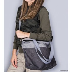 Torba Simple duo gray. Szare torebki klasyczne damskie Pakamera, w paski, z tkaniny. Za 129,00 zł.
