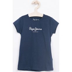 Pepe Jeans - Top dziecięcy Hana 104-180 cm. Szare bluzki dziewczęce Pepe Jeans, z nadrukiem, z elastanu, z okrągłym kołnierzem, z krótkim rękawem, krótkie, bez kaptura. Za 79,90 zł.