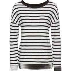 Swetry oversize damskie: Sweter dzianinowy bonprix biel wełny – czarny w paski