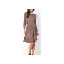 SUKIENKA NILA | ODCINANA CAPPUCINO. Szare sukienki na komunię marki Meleksima, na spotkanie biznesowe, l, z materiału, oversize. Za 89,50 zł.