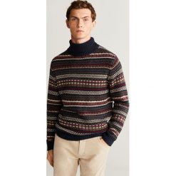 Mango Man - Sweter Jacquard-I. Niebieskie swetry męskie Mango Man, s, bez wzorów, z wełny. Za 199,90 zł.