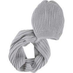 Komplet 2-częściowy: czapka beanie + szalik koło bonprix szary. Szare szaliki damskie marki bonprix, bez wzorów. Za 59,99 zł.
