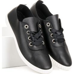Lekkie czarne trampki SPORT. Czarne buty sportowe damskie SPORT, bez wzorów, bez zapięcia. Za 59,90 zł.