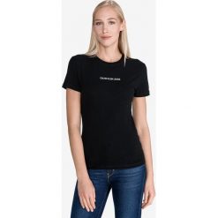 Calvin Klein Koszulka Czarny. Czarne koszulki damskie Calvin Klein, s, z nadrukiem, z elastanu, bez kołnierzyka. Za 154,95 zł.